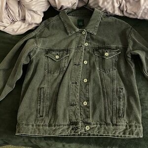 Oversized Washed Black Gray Denim Jacket